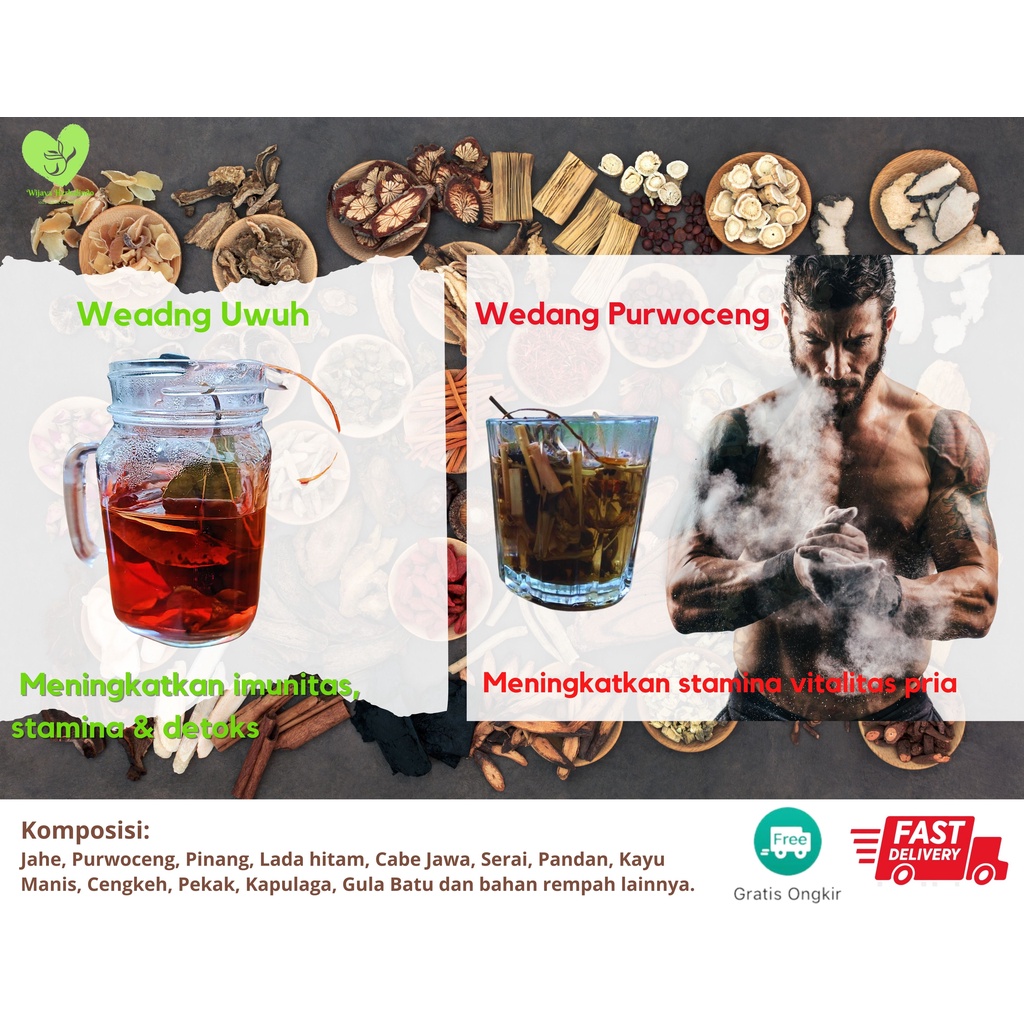[REMPAH] Wedang Uwuh, Wedang Jaseruk Komplit Gula Batu - 1 Pack isi 10 Sachet - Detox Imunitas &amp; Stamina