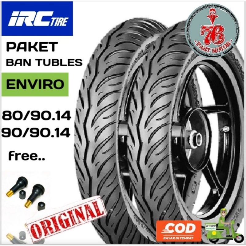 PAKET BAN TUBELESS IRC ENVIRO 80/90.14 + 90/90.14. FREE  PENTIL