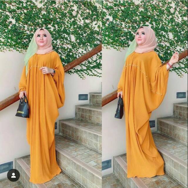 Gamis Kaftan Plisket Mutiara Shellasaukia Original