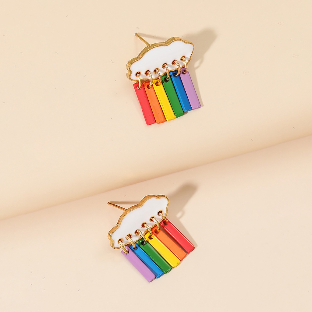 Hu Hu Hu Hu Hu Alat Bantu Pasang Kacamata♡ Anting Tusuk Bentuk Awan Hujan Bahan Alloy Untuk Wanita