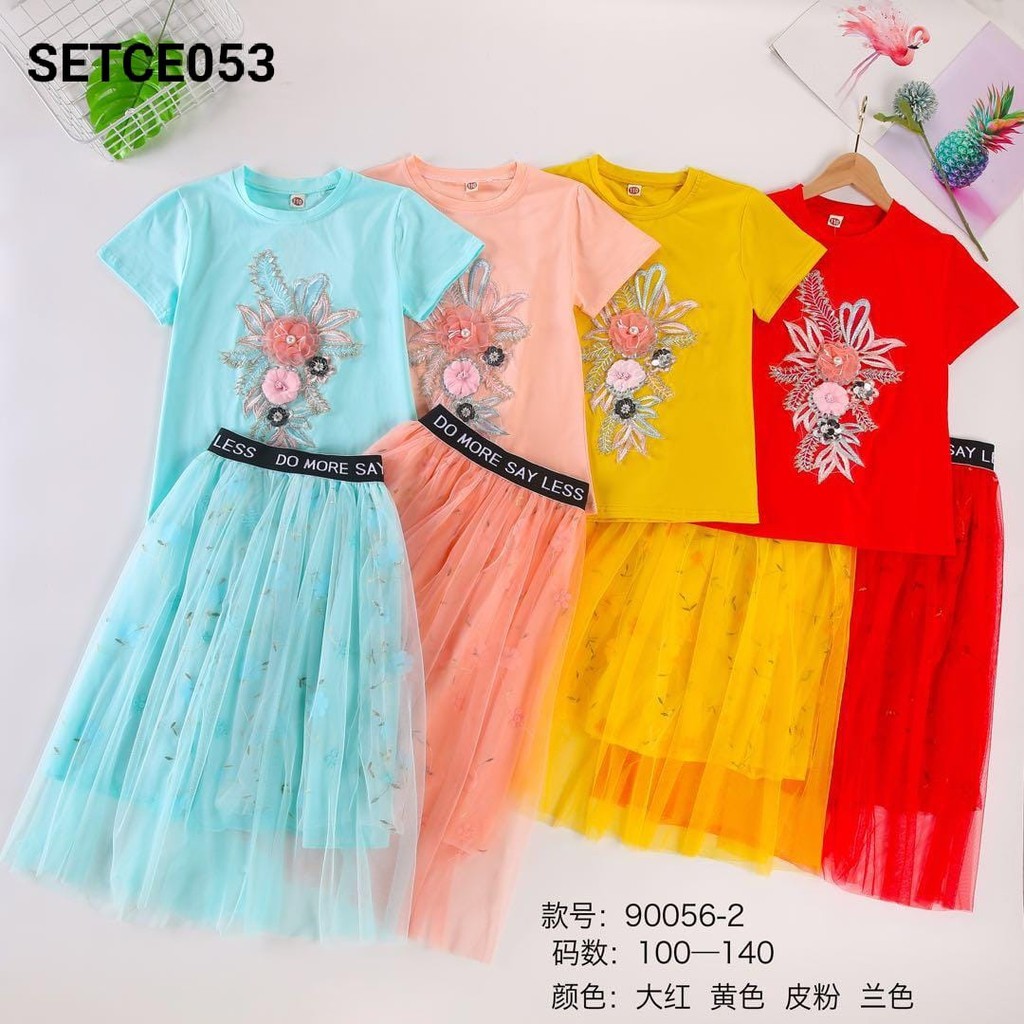 SETELAN BAJU ANAK ROK TULE IMPORT PEREMPUAN A1053