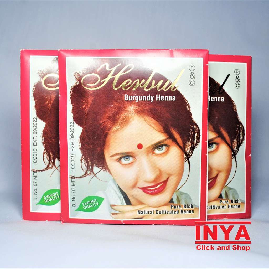 HERBUL BURGUNDY HENNA HAIR DYE  10gr Sachet - Semir Rambut