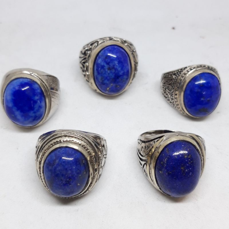 Natural batu cincin lapis lazuli biru