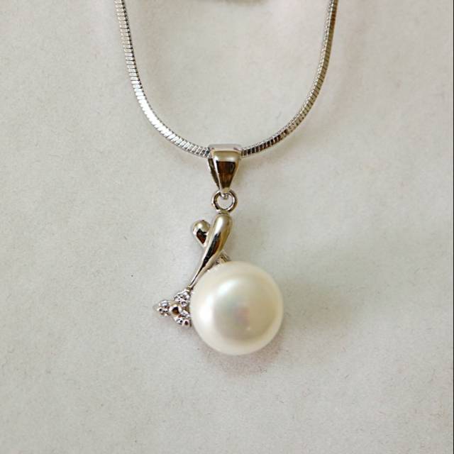 Kalung Rodium Mutiara Laut Grade AAA