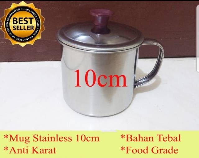 GROSIR Mug 10cm Cangkir Gelas Thai Tea Stainless Mini Kopi Teh Kecil