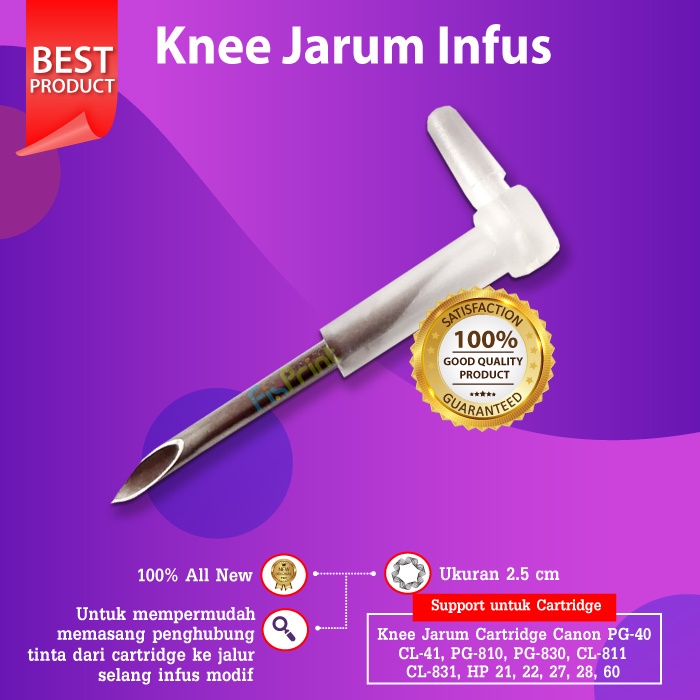 Knee L Jarum Infus Selang ke Cartridge Tinta CISS Printer Canon XP