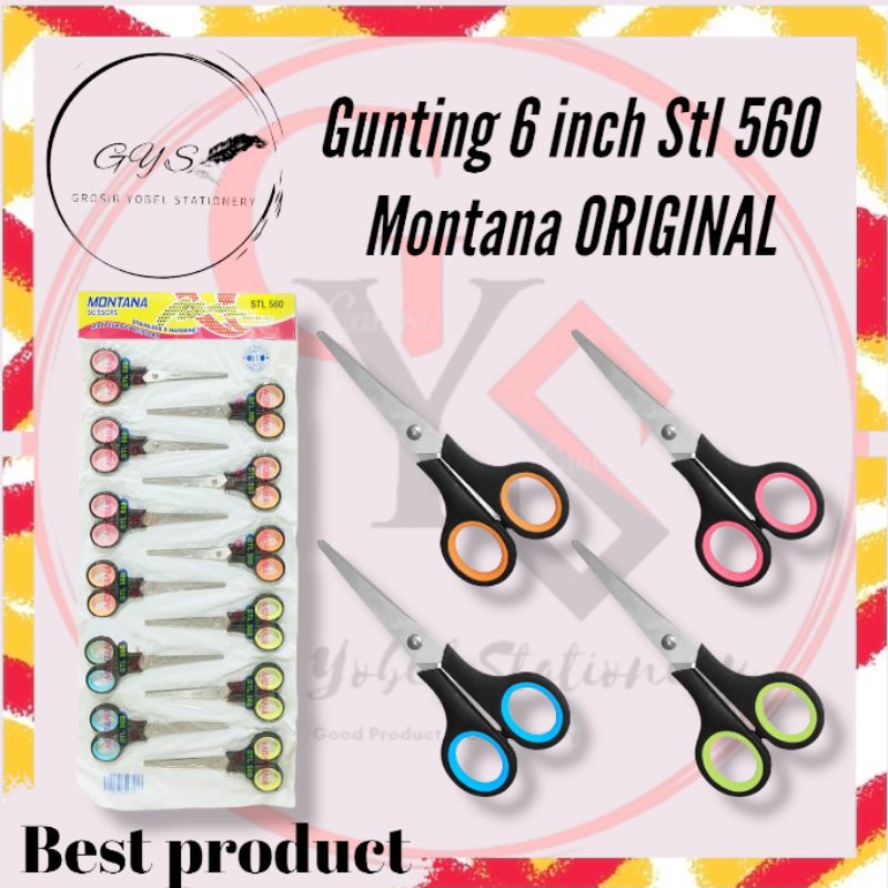 

Gunting Kertas Stl-560 Montana(Pcs)/Gunting 6inch Medium/ Gunting Renteng/Scissors warna warni