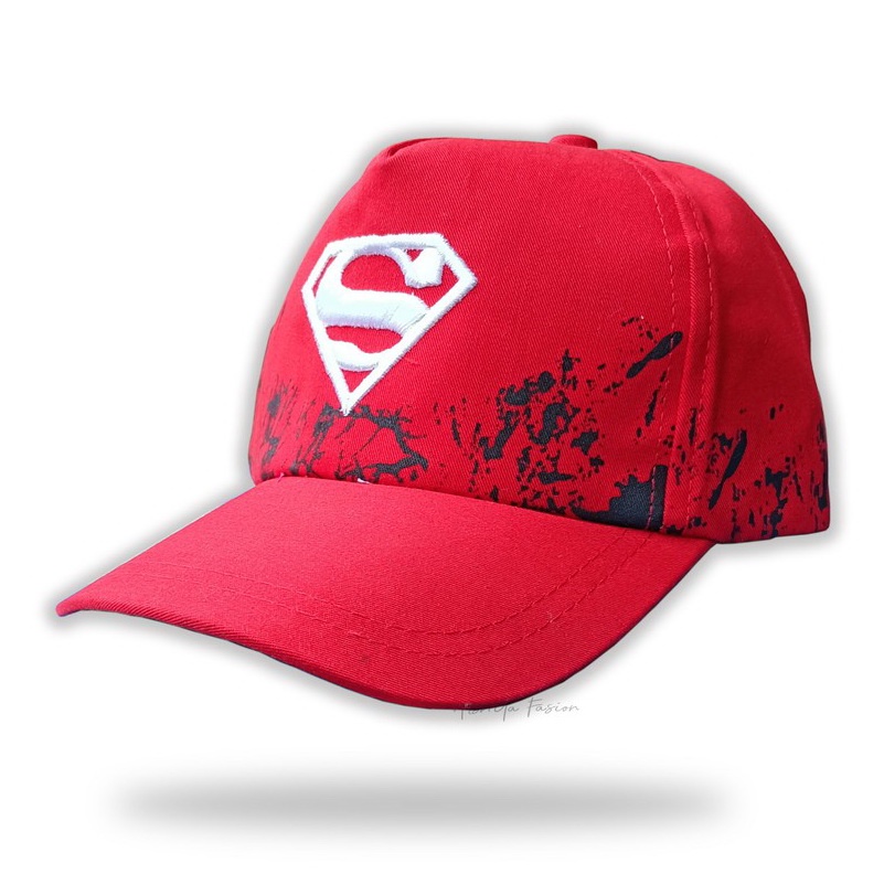 Topi Anak Laki-Laki MARVEL COMIC Superhero Sablon Sublim Fullprint-SUPERMAN LOGO MERAH