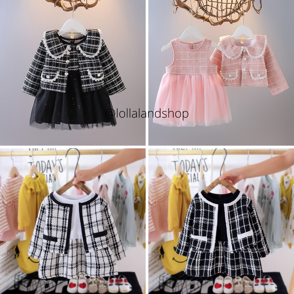 Dress Blazer Set Anak Perempuan Import Sonya Set