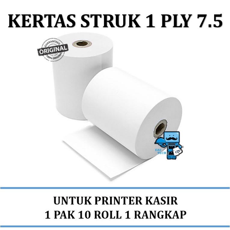 

Kertas Struk 1 Ply 7.5 - Untuk printer Kasir -1 Pack 10 Roll 1 Rangkap