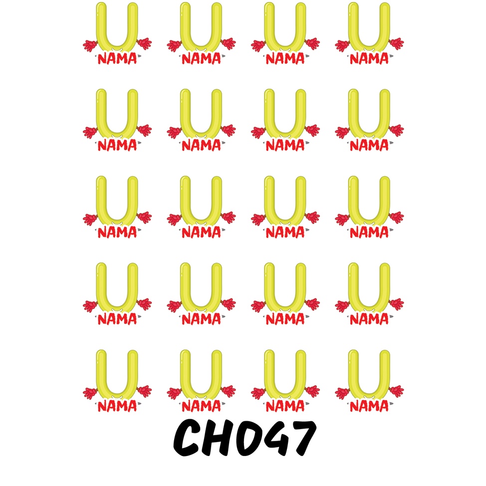 

Sticker Nama Cutting Label Waterproof Tahan Air Huruf 47 (CH047)