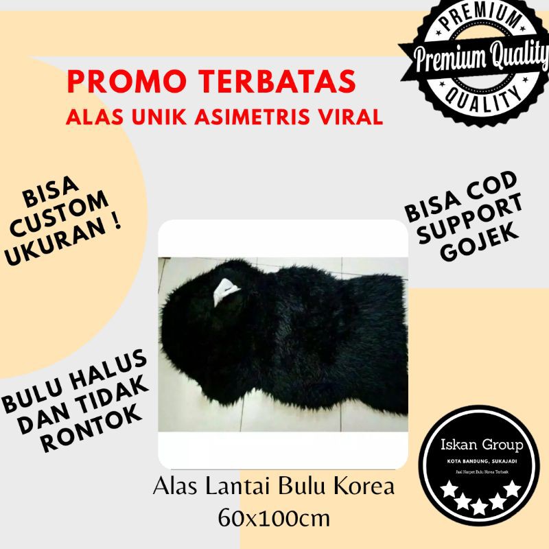 (BISA COD) KESET KAKI BULU LANTAI KARPET KOREA LUCU KARPET SHAGGY HITAM KAMAR AESTHETIC  60x100cm