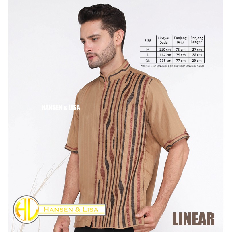  Baju  Koko Lengan Pendek Pria  Motif LINEAR Merk  Hansen 