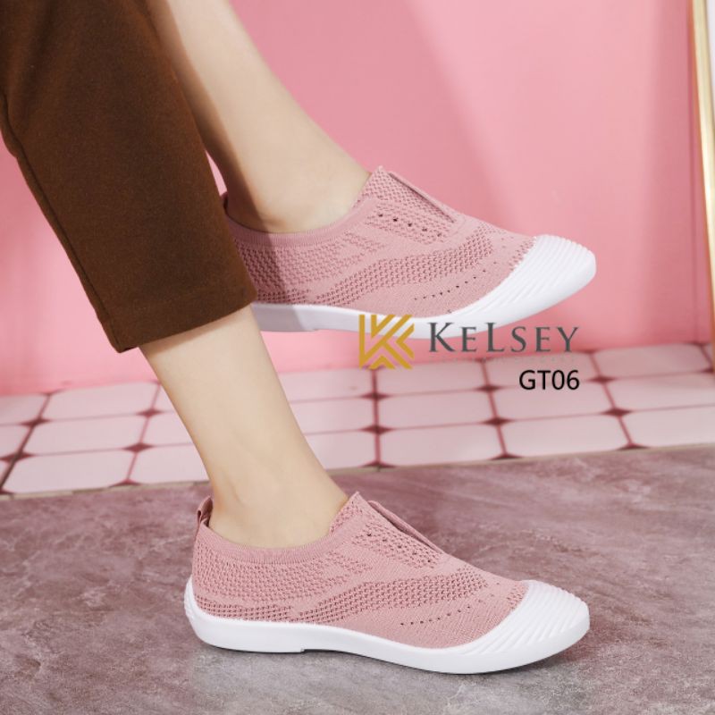 (GRATIS ALAS KAKI) Kelsey Sepatu FlyKnit Shoes Wanita GT06