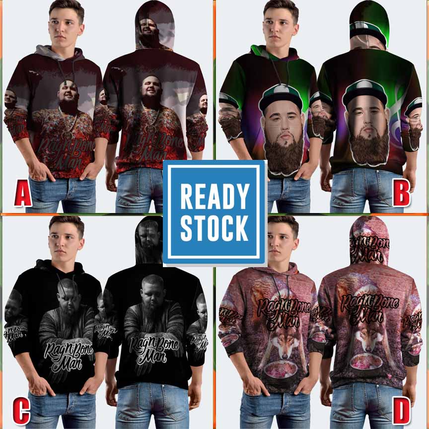 Rag'n'Bone Man Hoodie Fullprint Hoodie Unisex Bahan Polyester Jersey Dryfit Casual Rag N Bone