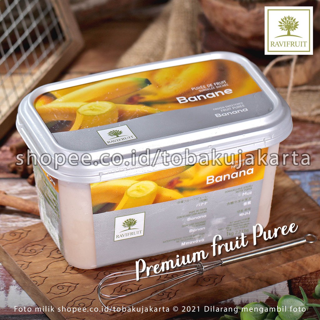 

RaviFruit PUREE Buah Pisang Beku 1kg Ravi Fruit Frozen BANANA Import