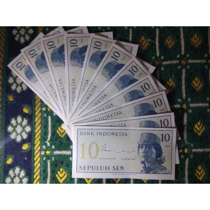 uang Kuno Asli 10 Sen Tahun 1964 Sukarelawan Dwikora Gress