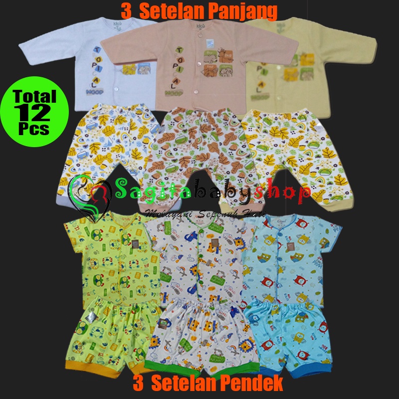 3 pcs setelan panjang 3pcs setelan pendek baju bayi baru lahir 0-3- 6 bln setelan baju bayi baju bay