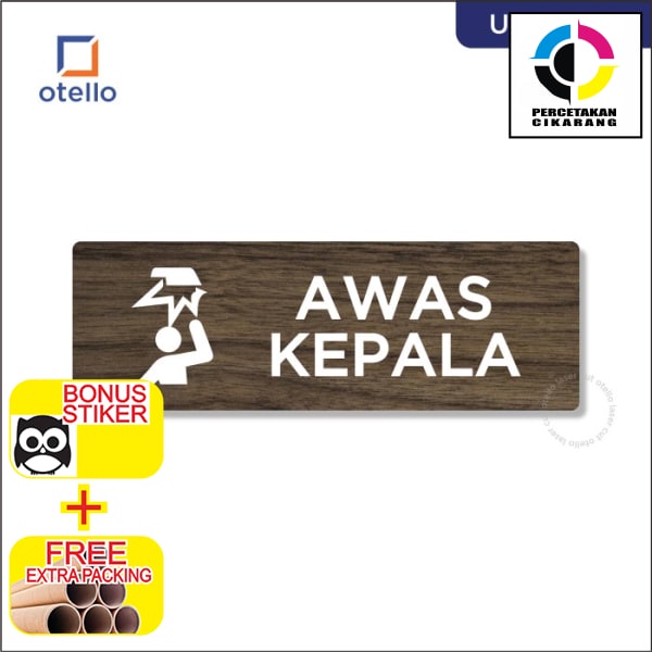 Jual Grosir Awas Kepala Sign Board Kayu Print UV Signage Papan Label