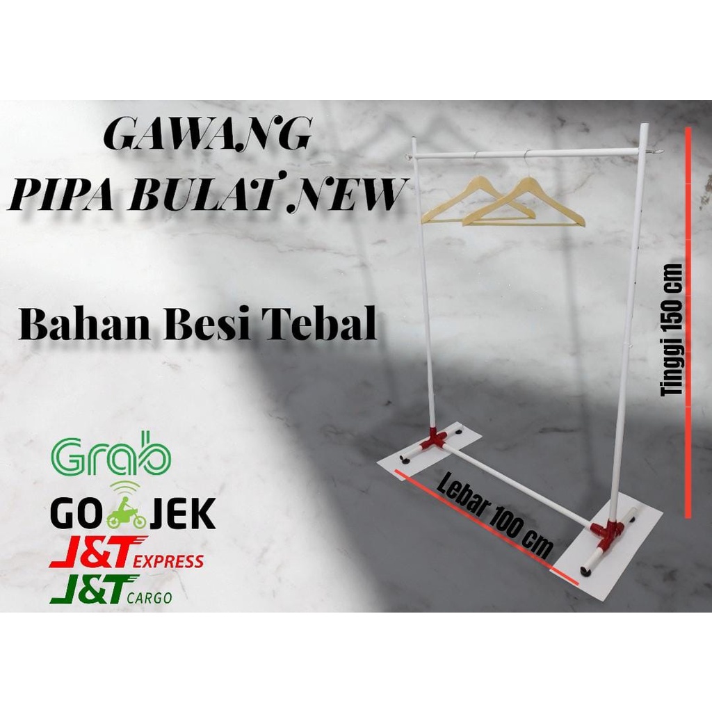 Gawang Hanger Gantungan Baju Model pipa bulat (100cm) NewProduk