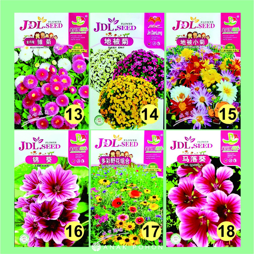 Benih Aneka Bunga Flower JDL Seed Retail Pack - Tipe A