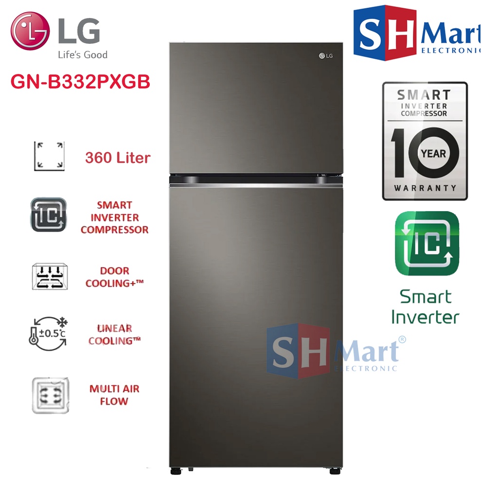 KULKAS LG 2 PINTU GN-B332PXGB  KAPASITAS 360 LITER SMART INVERTER GARANSI RESMI (MEDAN)