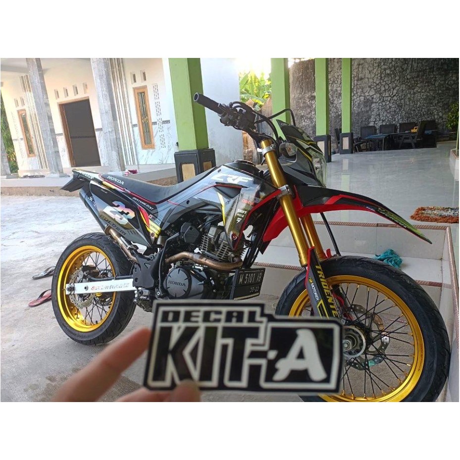 Decal Stiker CRF 150L Dekal Sticker Striping Custom Full Body CRF 150L Cutting Hologram Hitam Kuning
