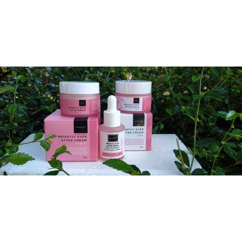 [COD] PAKET 3in1 PERAWATAN WAJAH MENCERAHKAN SCARLETT | Serum+Day &amp; Night Cream Brightly Series