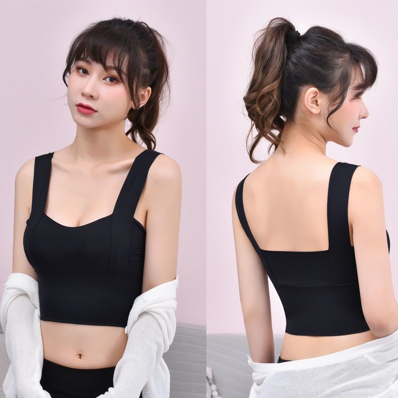 My Bra-029 Bra Sport Crop Top Square Neck Seamless Olahraga Gym Push up