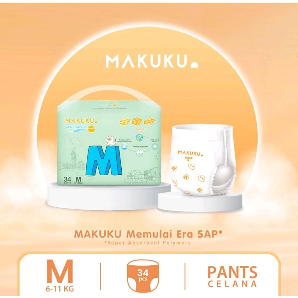 MAKUKU AIR DIAPERS COMFORT+ / POPOK BAYI ANTI GUMPAL/ POPOK SEKALI PAKAI