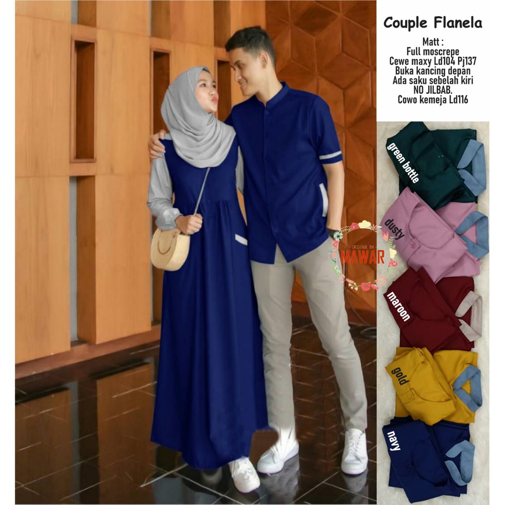 Gamis Couple Koko Hulya family murah/baju couple keluarga terbaru/Gamis family polos flanela