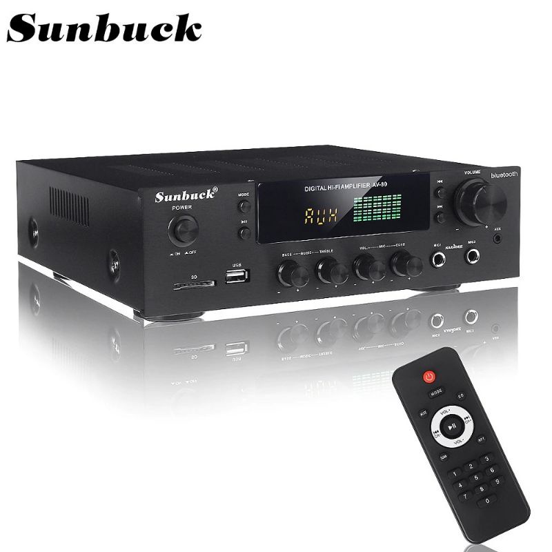 Sunbuck Audio Bluetooth 4.1 DAC Home Stereo Amplifier 5 Channel with Remote 2000W - AV-298BT - Black