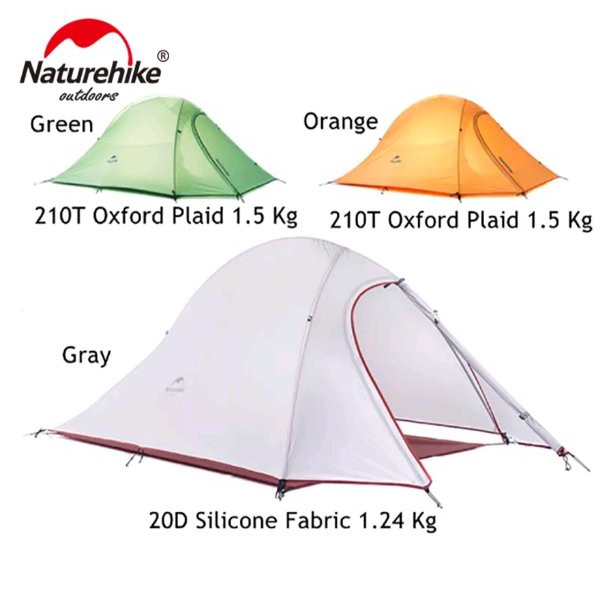 TENDA NATUREHIKE CLOUD UP 3 (ORANGE/HIJAU)-tenda gunung outdoor 3p