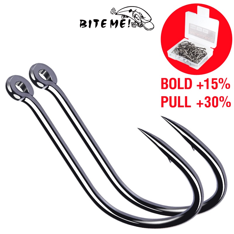 Akakuma 100Pcs / Kotak Kail Pancing Bahan Carbon Steel Tahan Lama