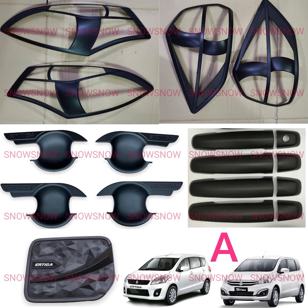 Paket Garnish Lampu Depan Belakang Outer Handle Tank Cover Ertiga 2012 2017 Sporty Hitam