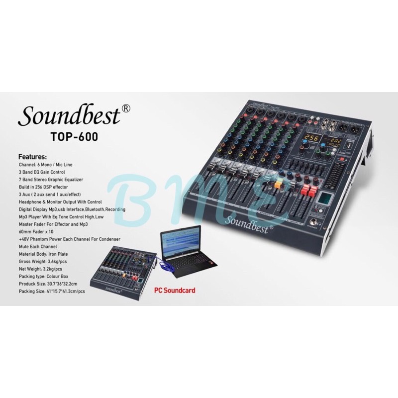 MIXER SOUNDBEST TOP600 TOP 600 USB BLUETOOTH ORIGINAL