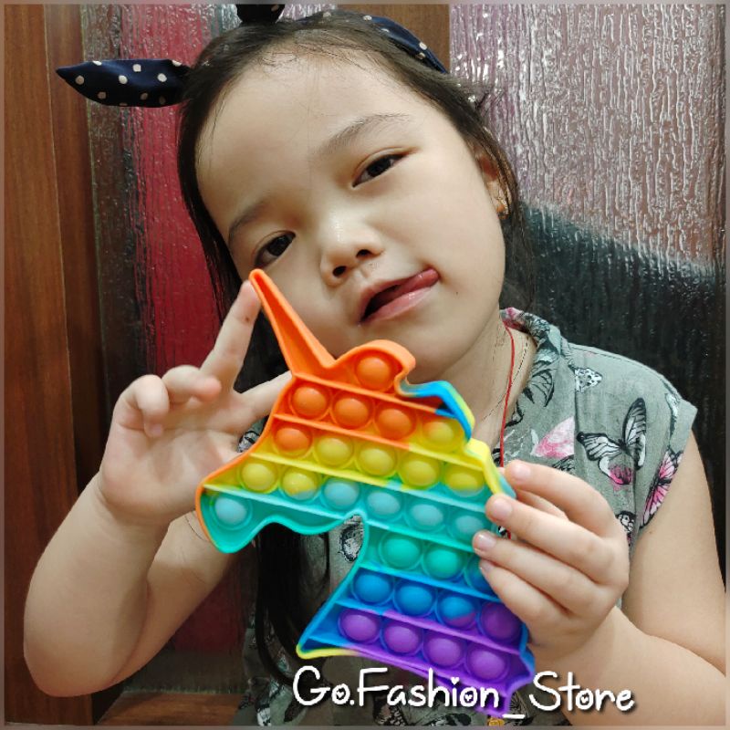 FREE GUNDU KELERENG!Mainan Pop It Penghilang Stress Viral Tiktok Jumbo 20cm Bahan Import Bagus Halus Model New Bts-Unicorn Rainbow