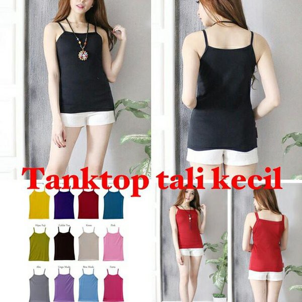 12 Pcs Singlet Jumbo Tali Wanita Dewasa Polos / Tank Top Wanita Dewasa / Singlet Tali Wanita Jumbo