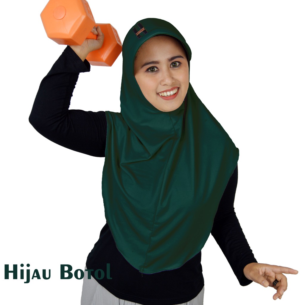 DAFFA moeslem/HIJAB SPORTY/KERUDUNG TOPI JERSI-Hijau Botol