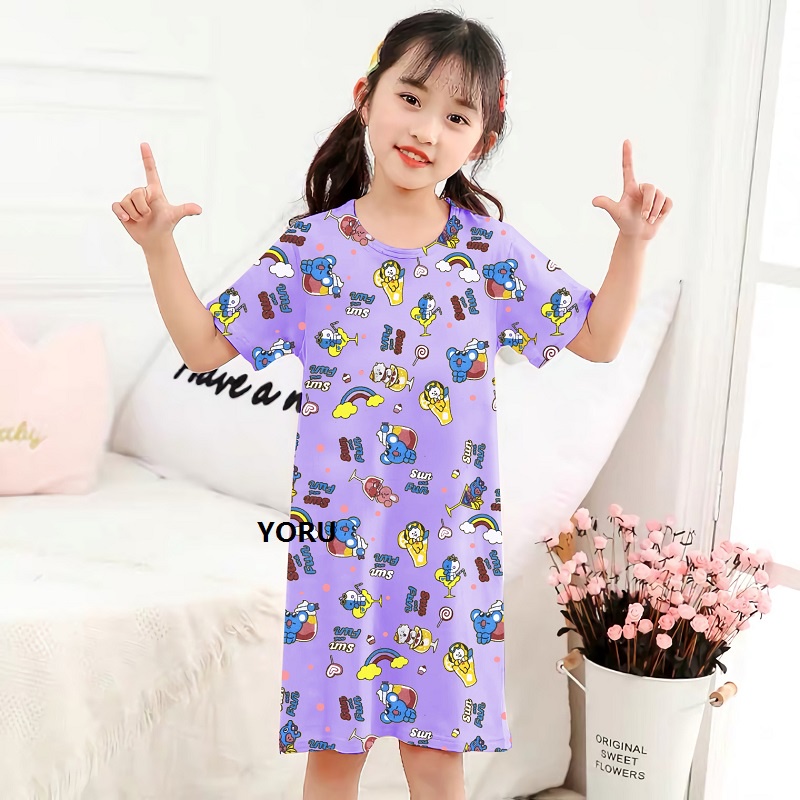 Pamelo Baju Tidur Anak Daster Perempuan Usia 2 - 7 Tahun Terusan Dress Anak Baju Tidur Anak