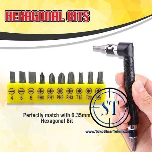 Dual-Head L-Shaped Screwdriver Bit Set 10in1 Obeng Kunci L Siku Sudut