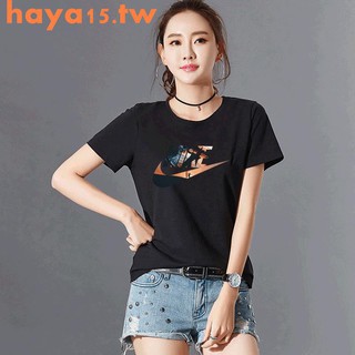 Kaos T Shirt Wanita Lengan Pendek Dengan Kerah O Neck Dan Gambar