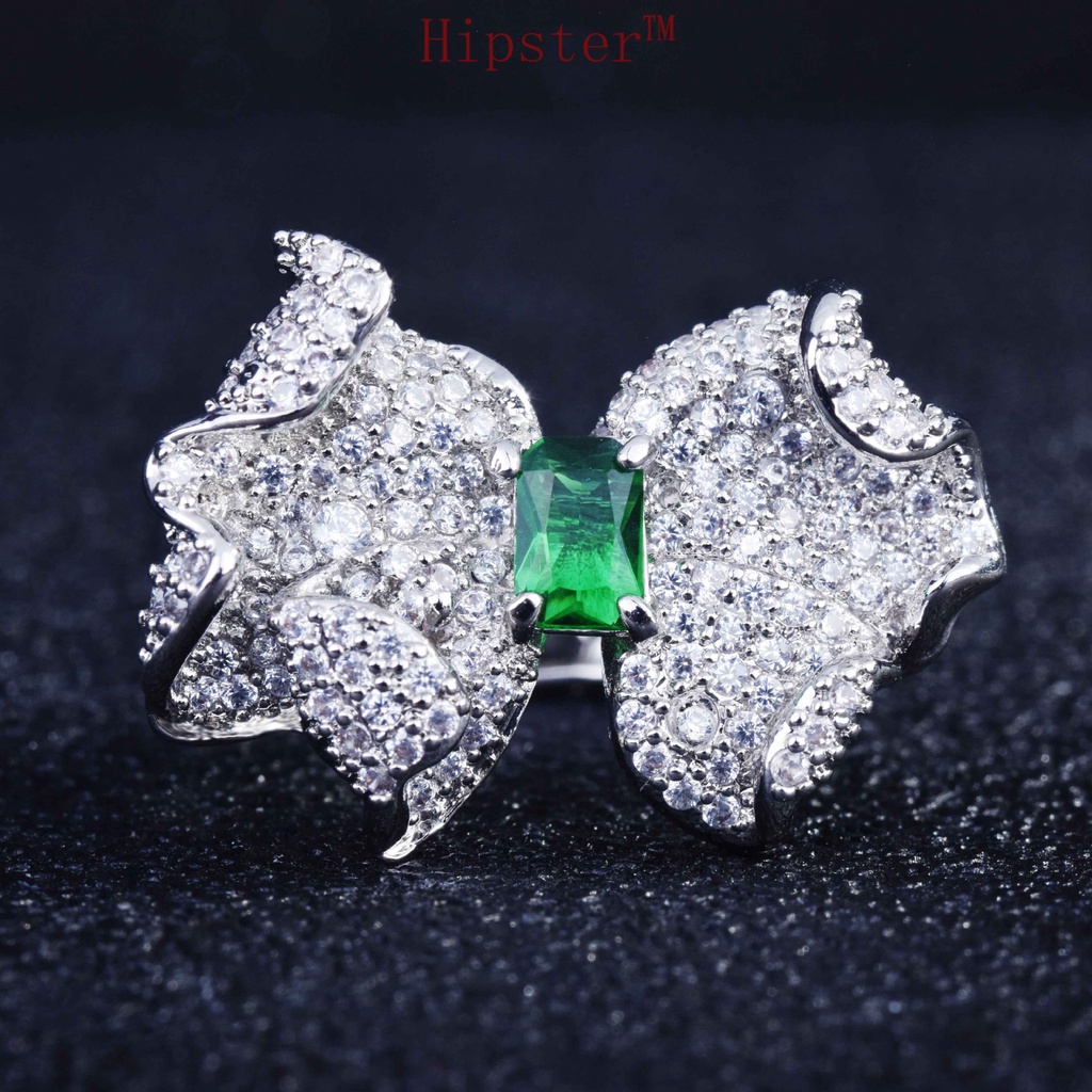 Creative Design Luxury Micro-Inlaid Full Diamond Bow Ring