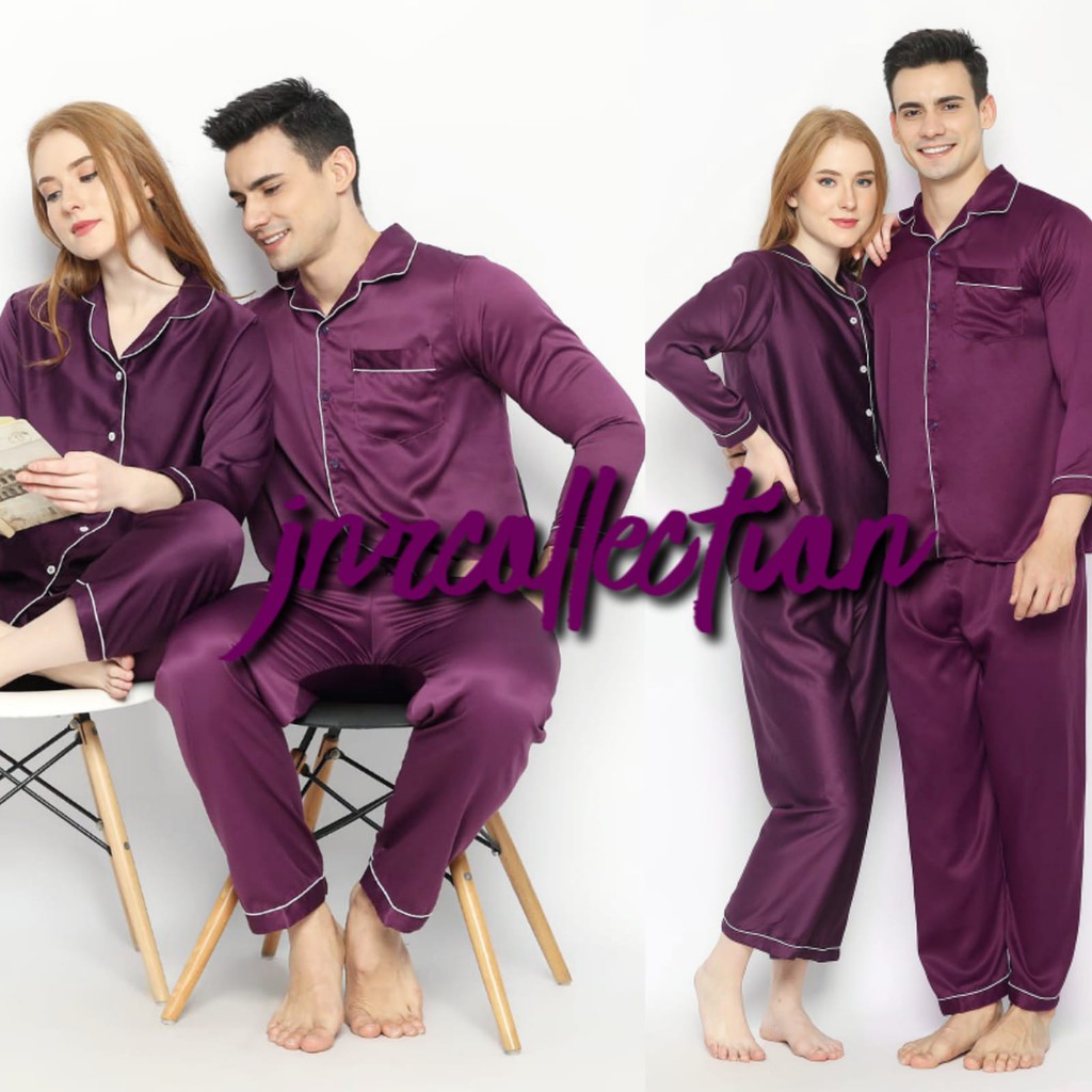 BAJU TIDUR LENGAN PANJANG PASANGAN/COUPLE JUMBO COWOK LD 130 140 DAN CEWEK DEWASA