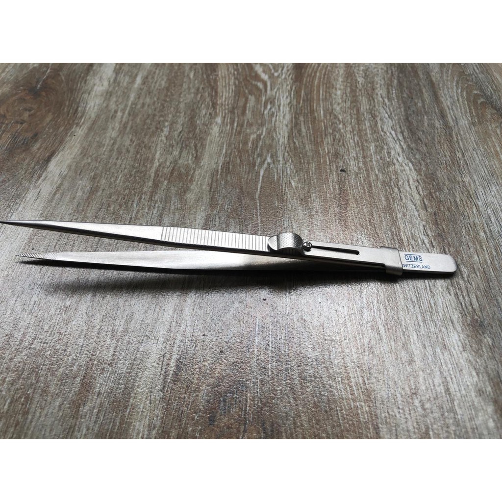 Pinset Presisi Adjustable Pointed Tweezers Anti static Lurus Bengkok