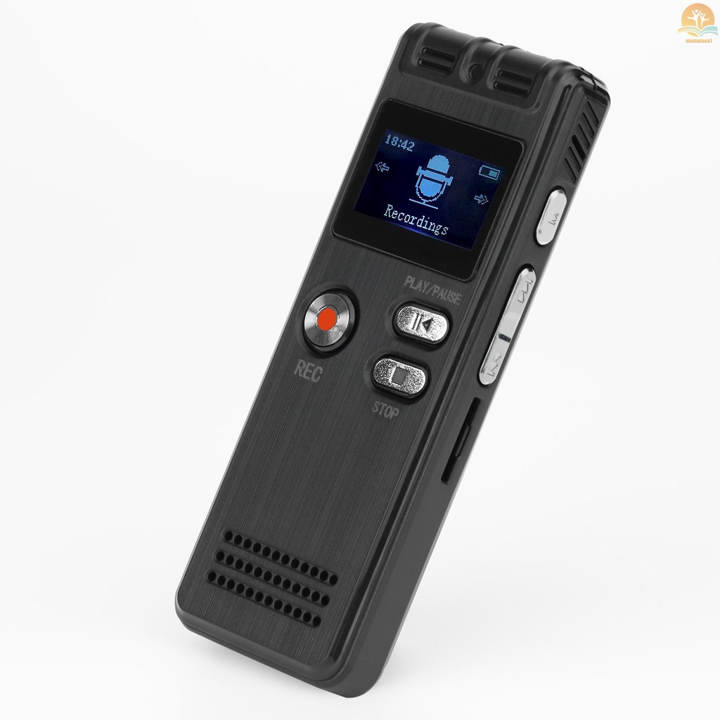 8GB Digital Voice Recorder Voice Activated Recorder MP3 Player 1536Kbps HD Recording Noise Reduction Dual Microphone with OTG Function 8GB Capacity 24 Languages Support Recording Monitoring/Telephone Recording for Meeting Lecture Interview Class