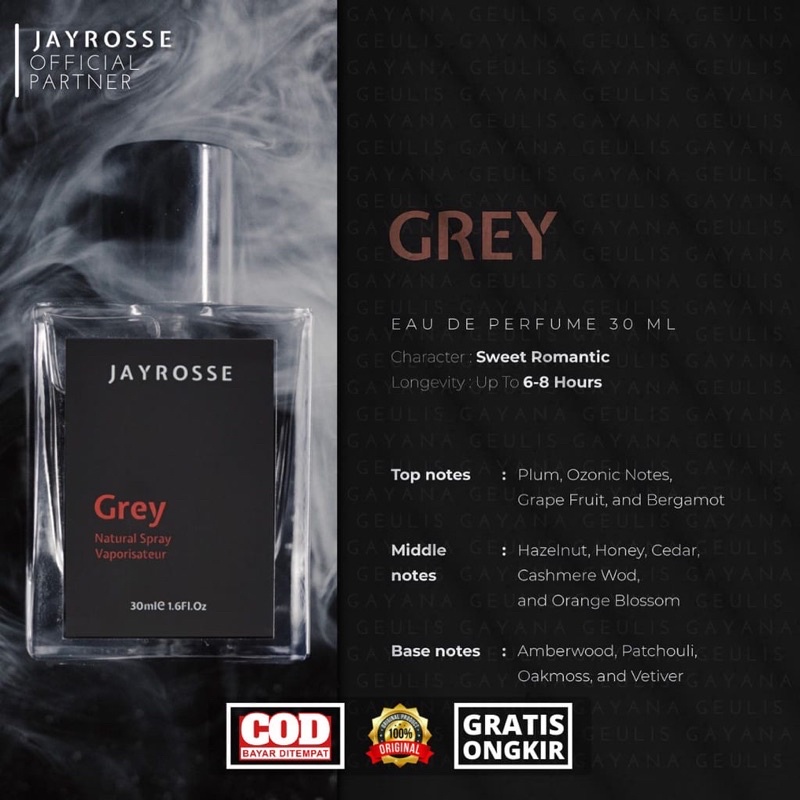 Jayrose Grey Eau De Perfume 30ml | Parfum Pria Original By Jayrosse