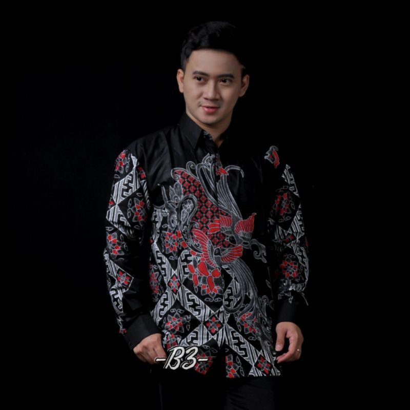 Batik Pria Lengan Panjang Kemeja Batik Lengan Panjang HRB026 motif KERATONAN Kode 002 BIG SIZE JUMBO M L XL XXL 3XL 4XL 5XLReguler