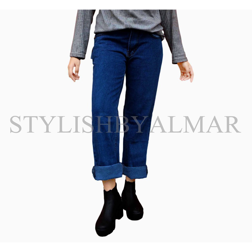 Celana jeans boyfriend plain cewek wanita model regullar berkualitas