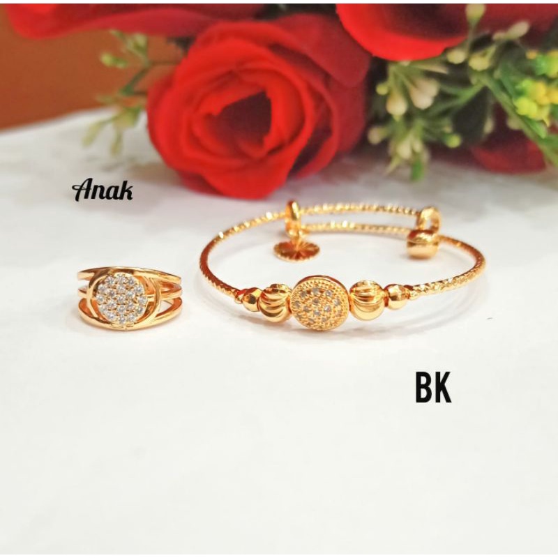 Gelang Tangan Anak Bola Free Cincin Anak Permata Zircon Gold dan Silver Perhiasan Anak